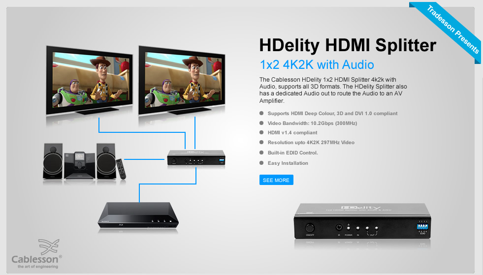HDelity HDMI Splitter 1x2 4K2K with Audio