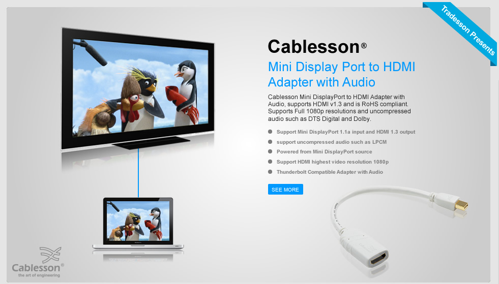 Cablesson Mini DisplayPort to HDMI Adapter with Audio